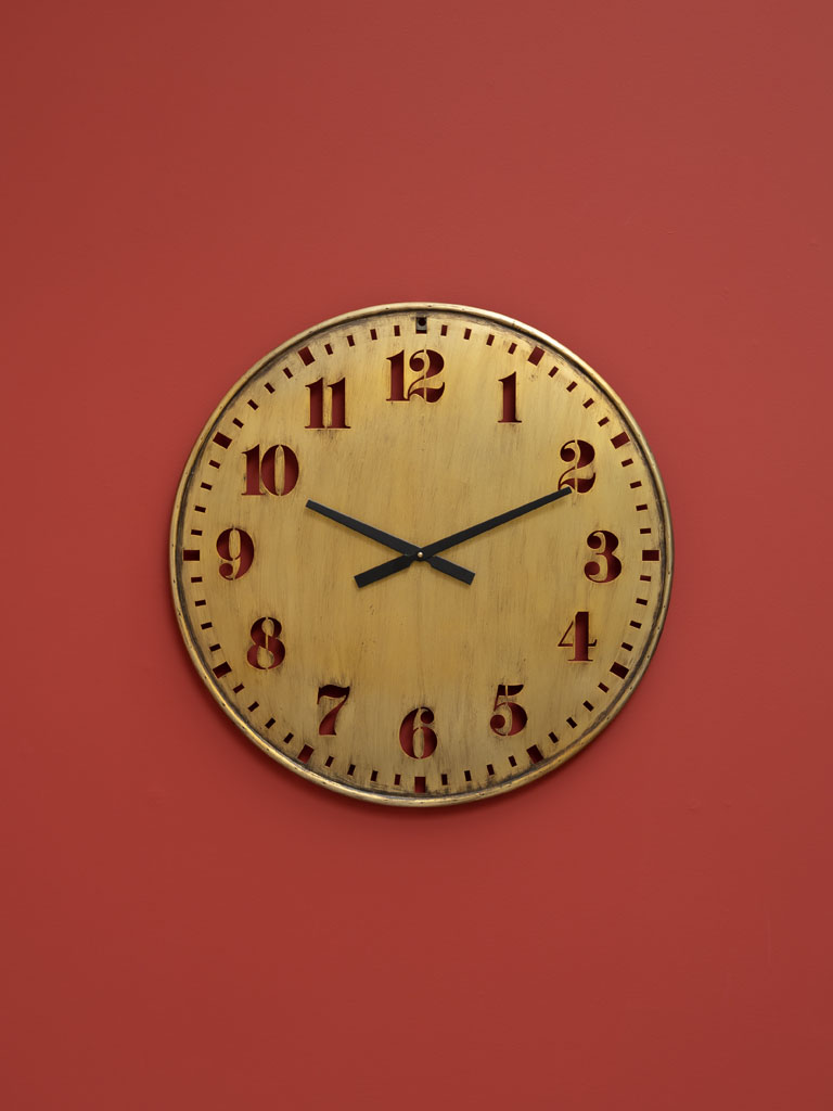 Brass patina openwork clock - 1