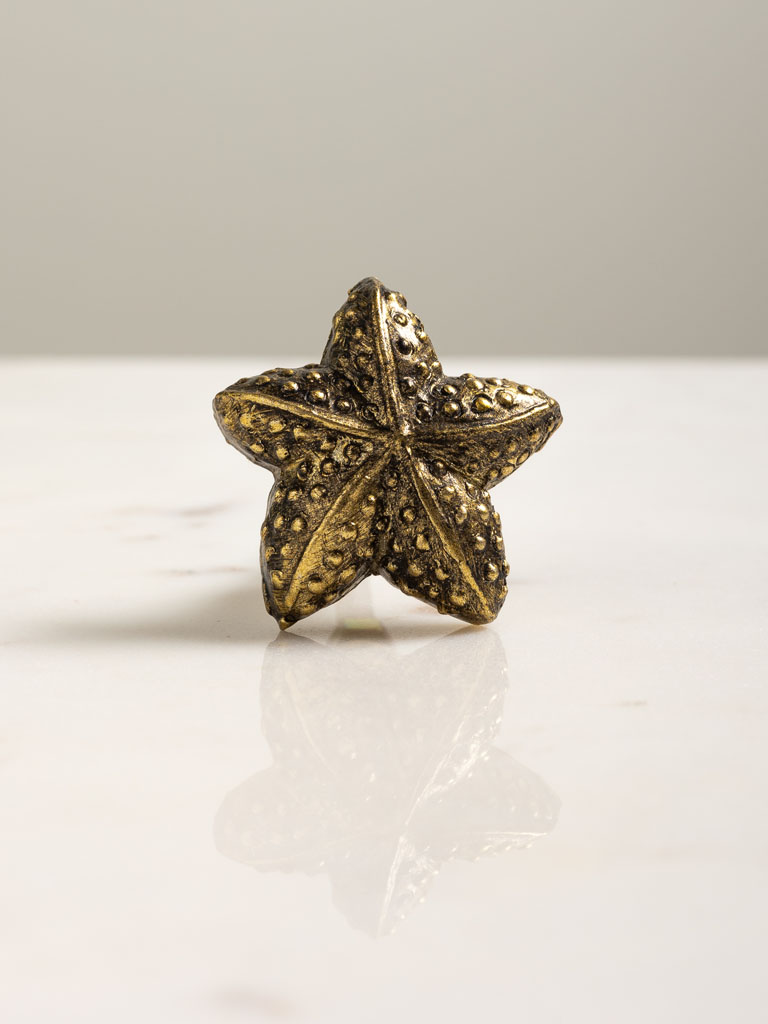 Antique gold starfish knob - 3