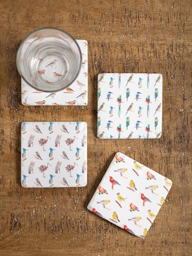 S/4 resin coasters with colored birds