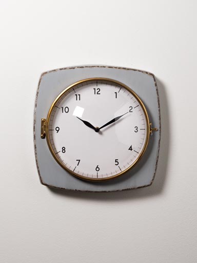 Grey clock with convex plexiglass