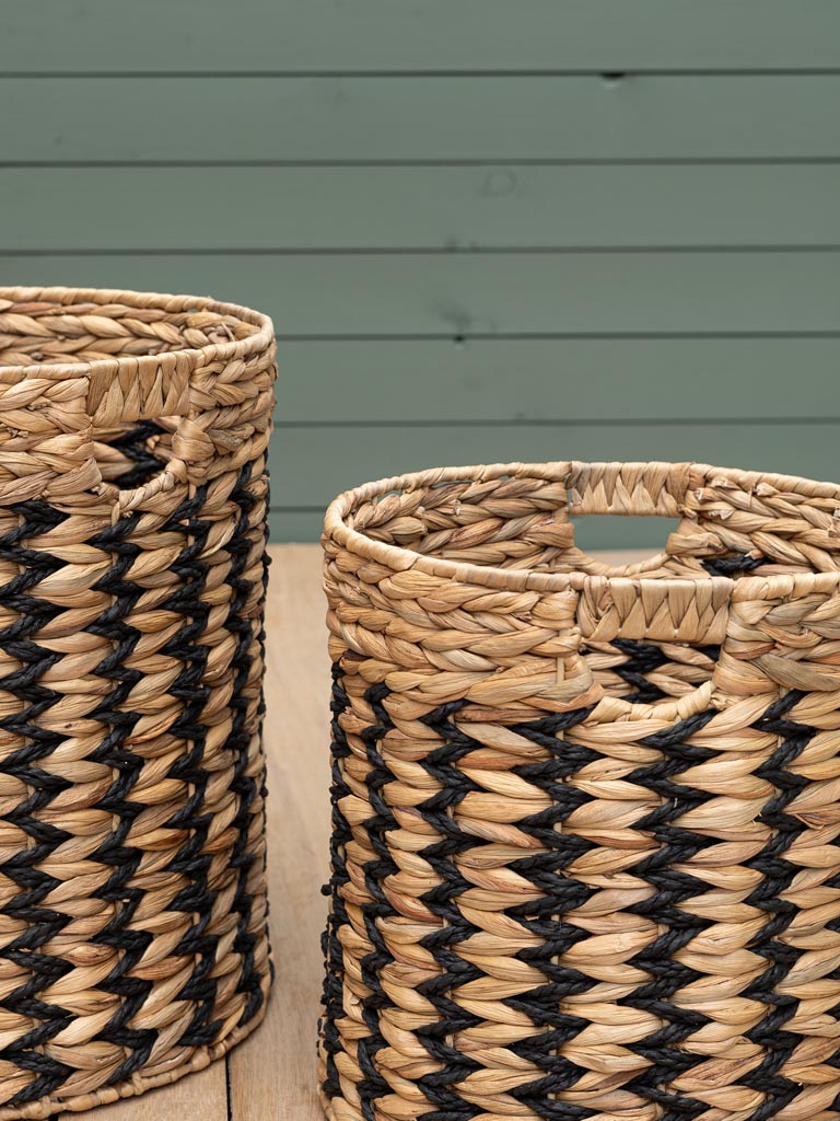 S/2 beige and black grass baskets - 3
