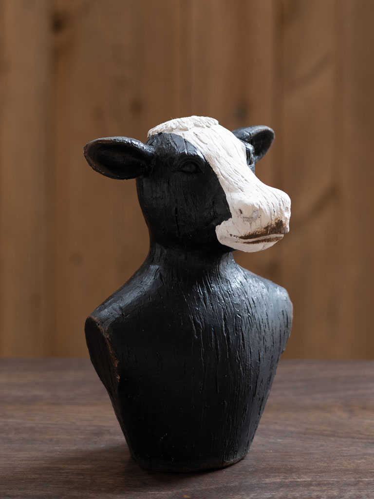 Déco buste de vache patine noire - 1