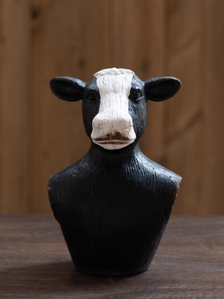 Deco cow bust black patina - 3