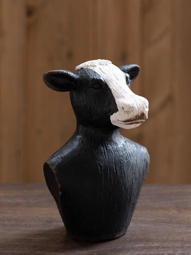 Deco cow bust black patina