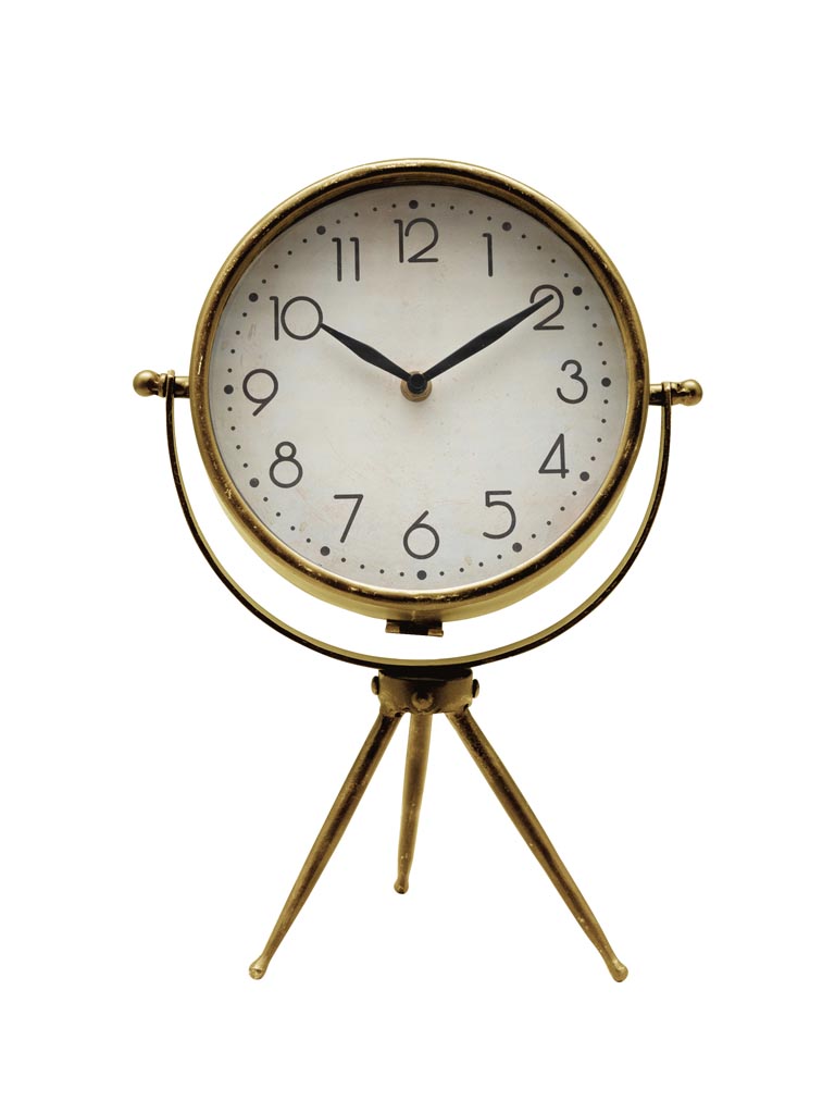 Small golden clock on tripod - 2