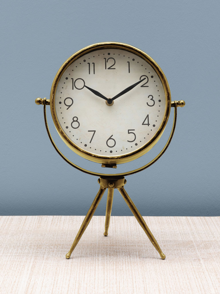 Small golden clock on tripod - 1