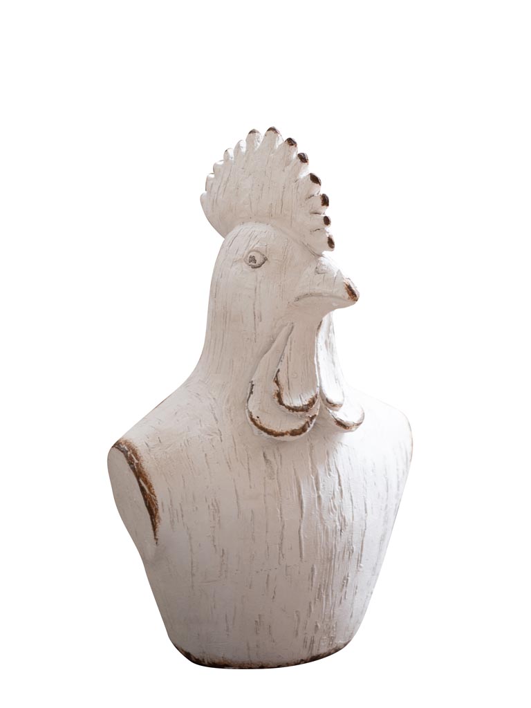 Deco rooster bust white patina - 2