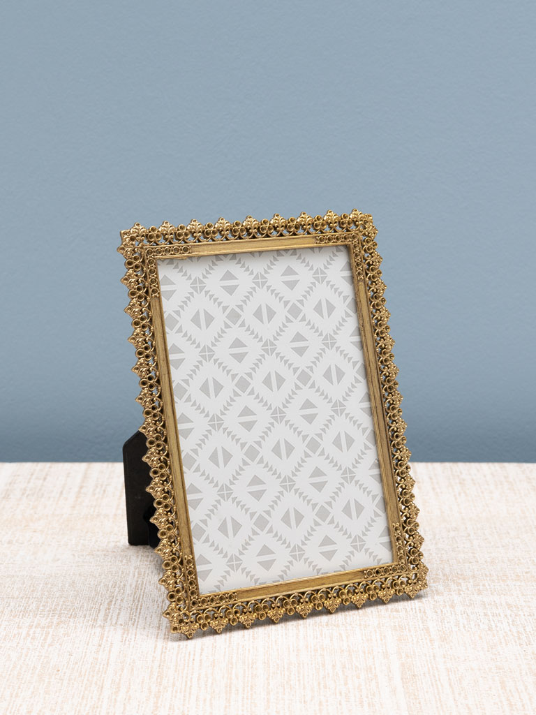 Golden flowery rectangular photo frame (15x10) - 1