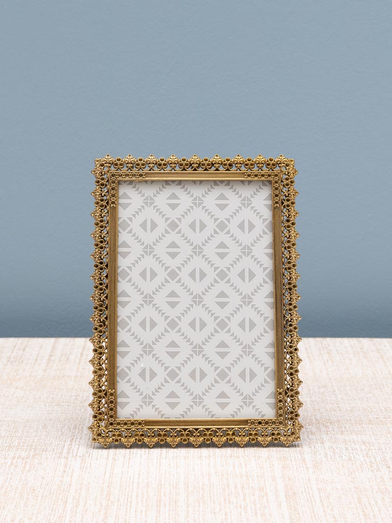Golden flowery rectangular photo frame (15x10) - 3