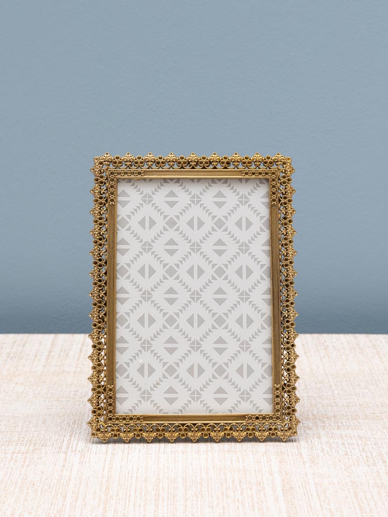 Golden flowery rectangular photo frame (15x10) - 3