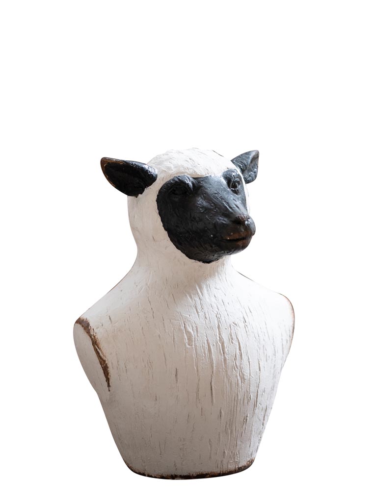 Déco buste de mouton patine blanche - 2