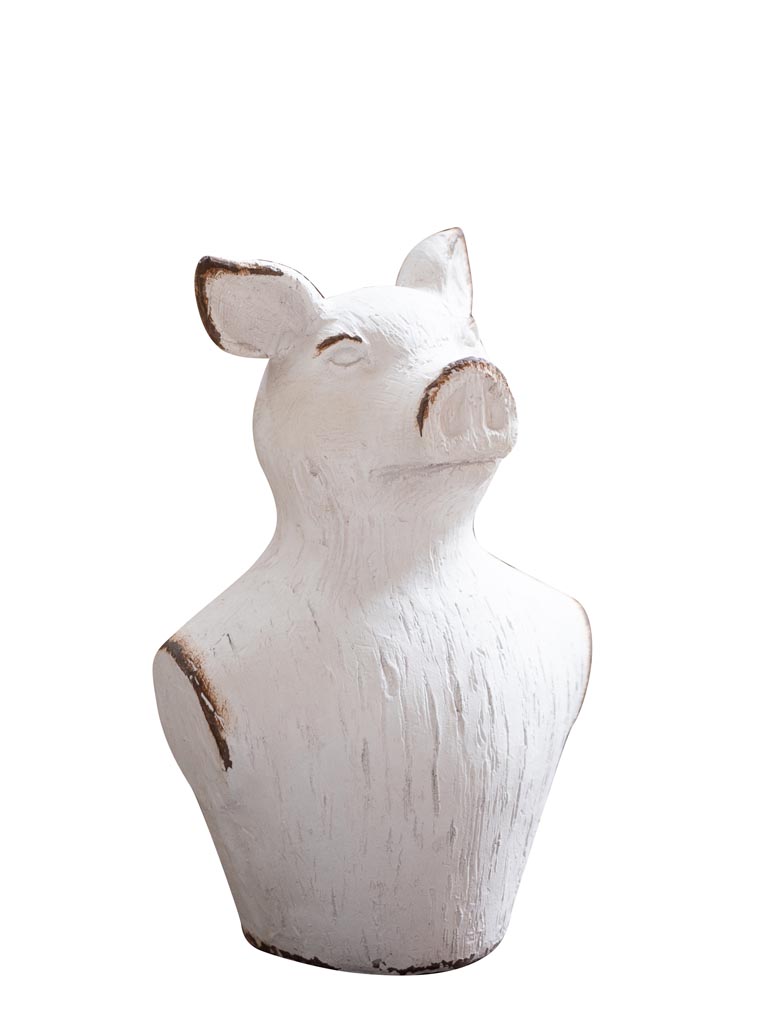 Deco pig bust white patina - 2