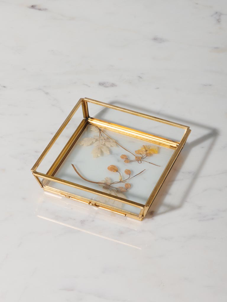 Trinket tray with dry flowers in glass frame - 1