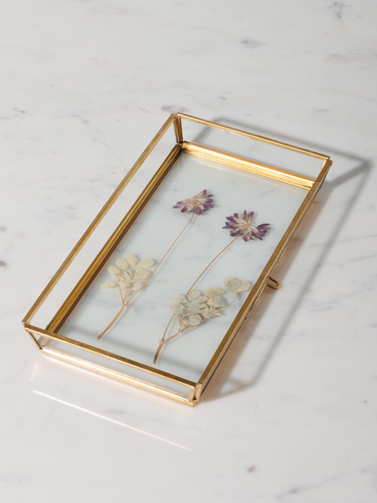 Trinket tray with dry flowers in glass frame - 1