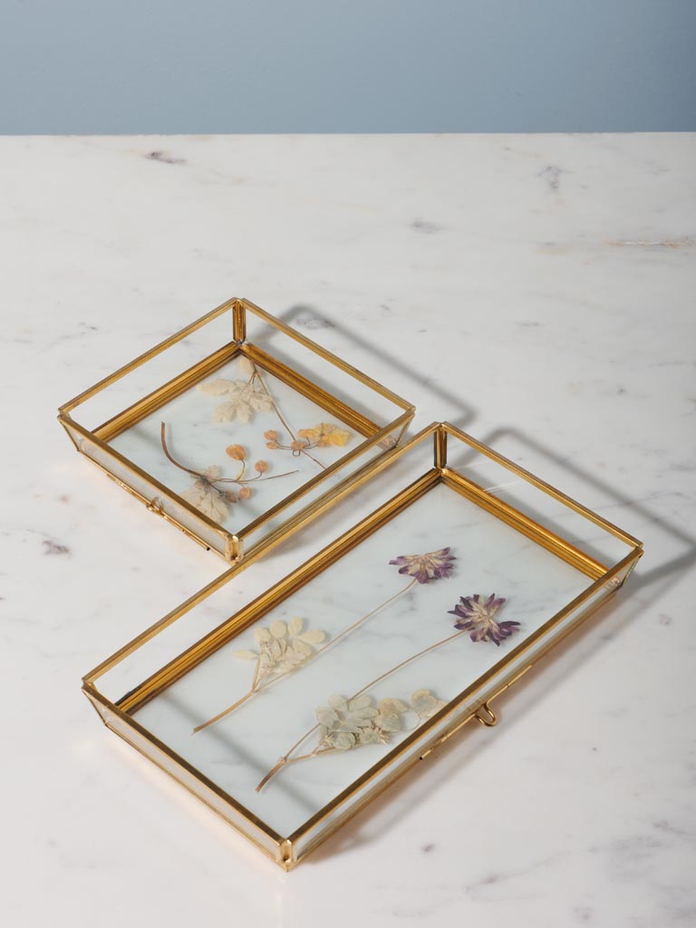 Trinket tray with dry flowers in glass frame - 4