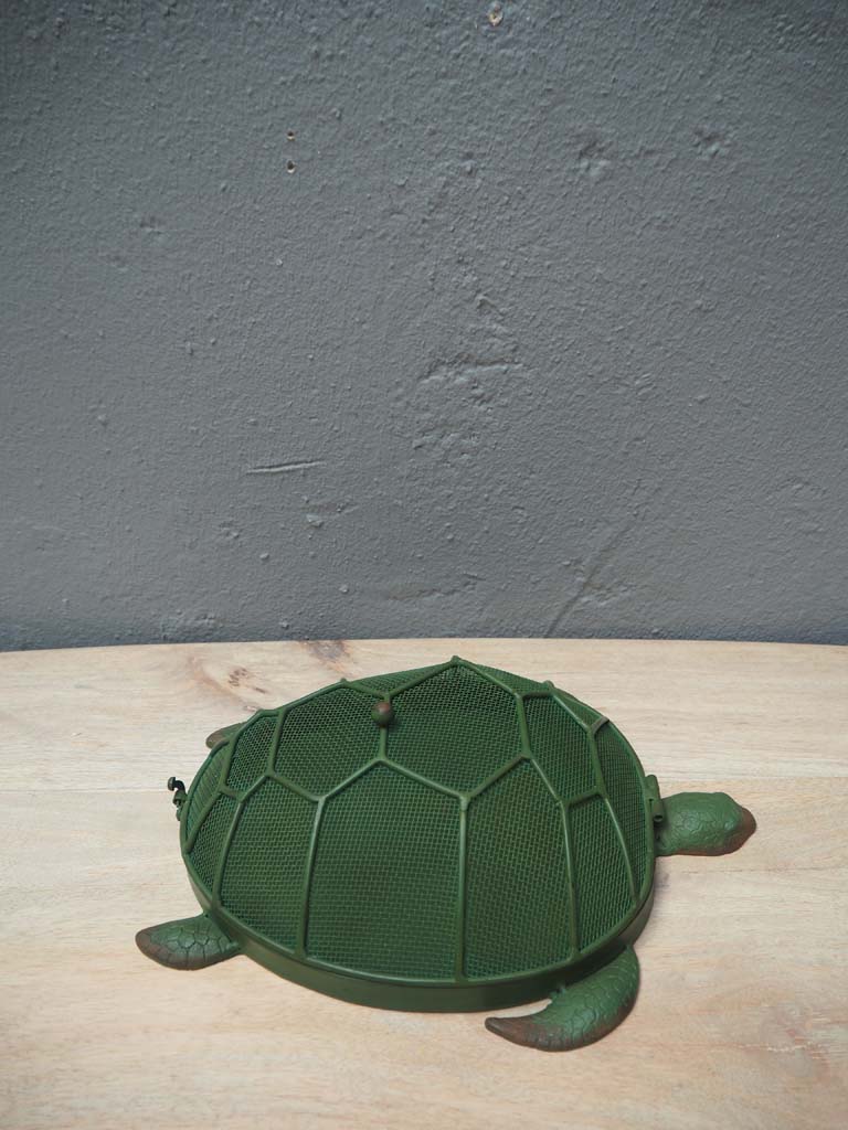 Tray with cover in green metal turtle - 1