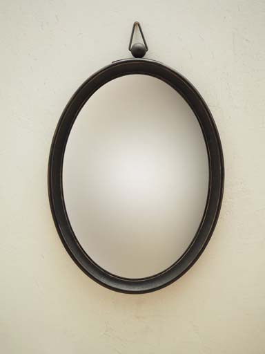 Oval convex hanging mirror
