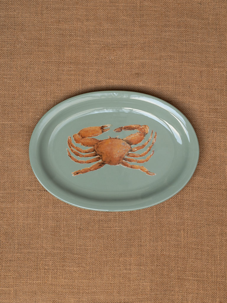 Green serving dish with crab D.Belin - 1