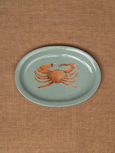 Green serving dish with crab D.Belin