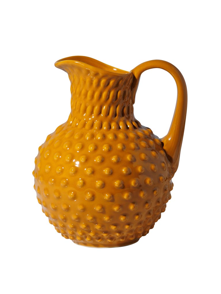 Stoneware hobnail pitcher ochre 2L - 2