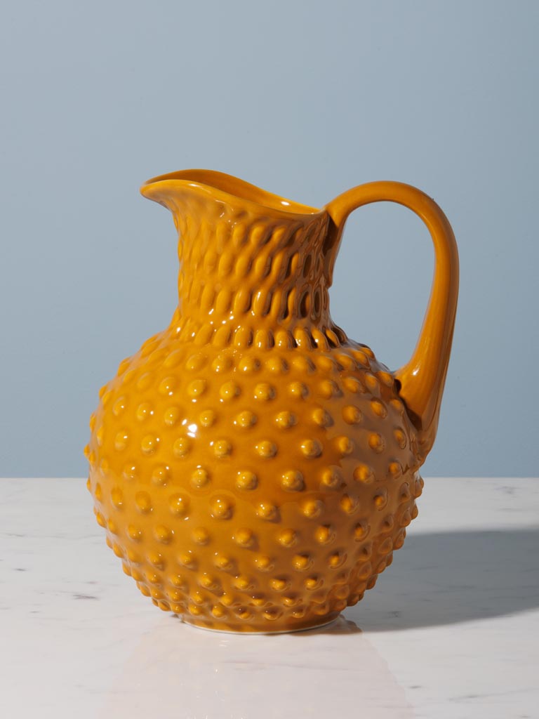 Stoneware hobnail pitcher ochre 2L - 1