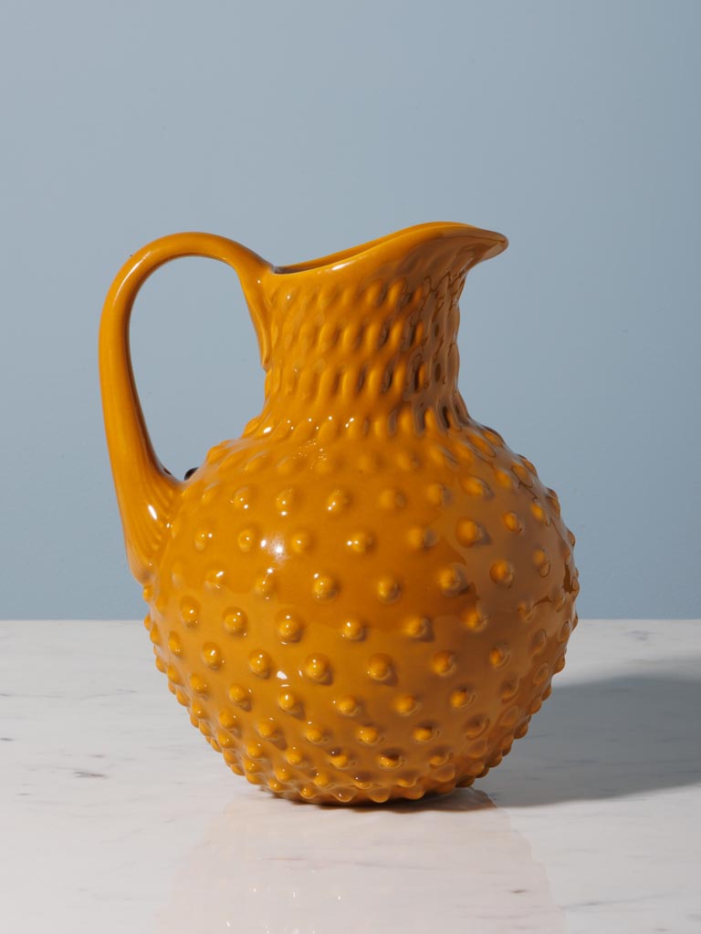 Stoneware hobnail pitcher ochre 2L - 3