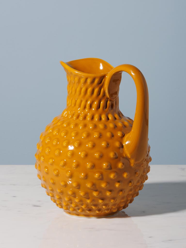 Stoneware hobnail pitcher ochre 2L - 5