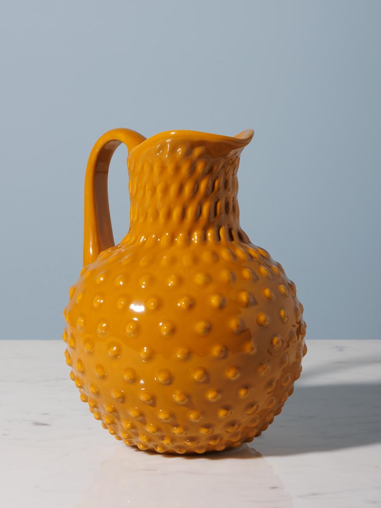 Stoneware hobnail pitcher ochre 2L - 4