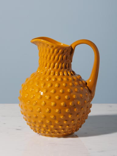 Stoneware hobnail pitcher ochre 2L