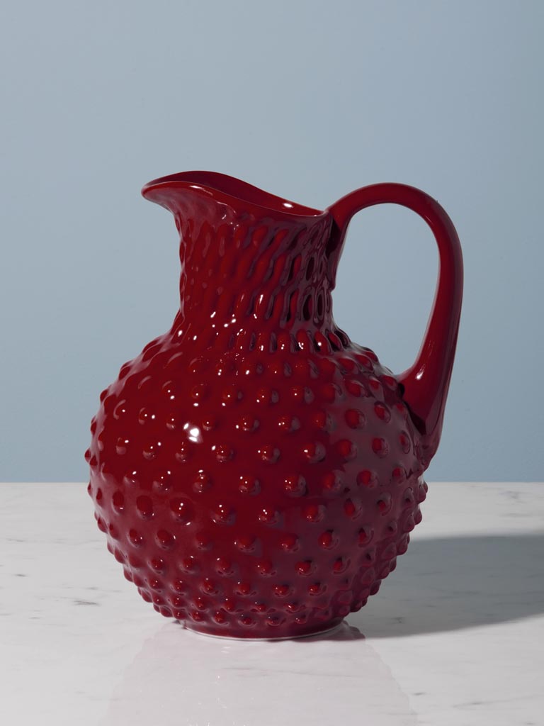 Stoneware hobnail pitcher garnet red 2L - 1