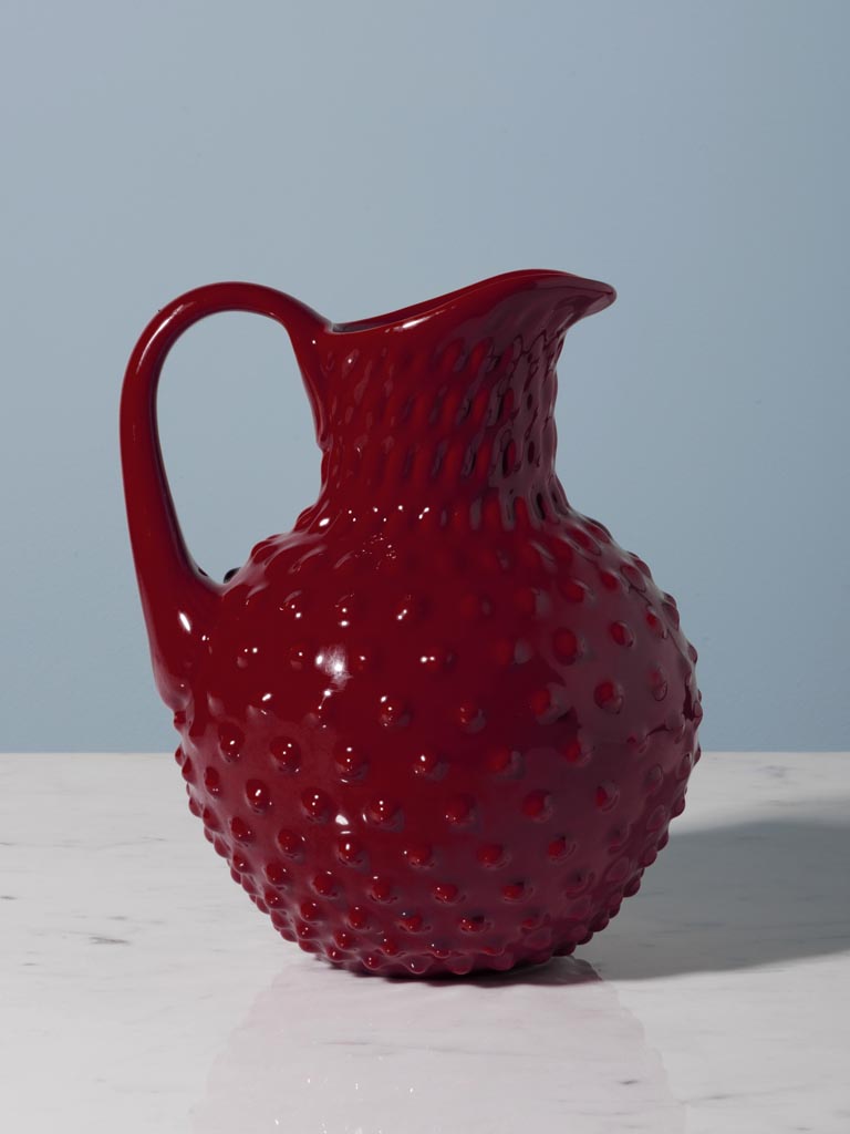 Stoneware hobnail pitcher garnet red 2L - 3