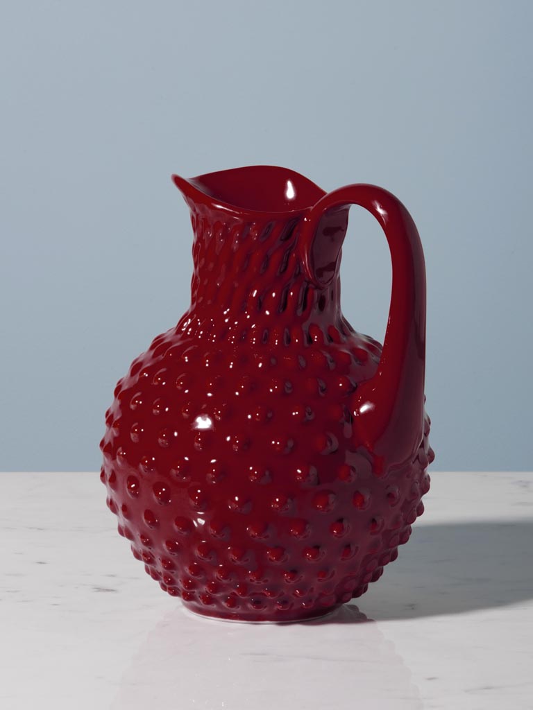 Stoneware hobnail pitcher garnet red 2L - 5