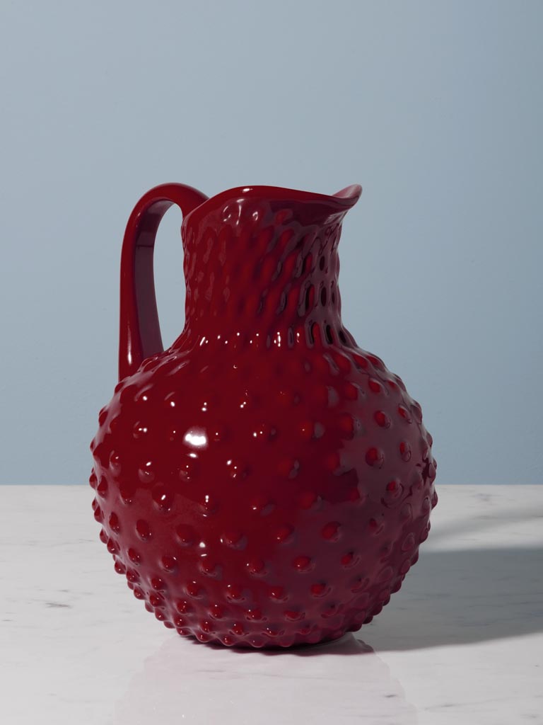 Stoneware hobnail pitcher garnet red 2L - 4