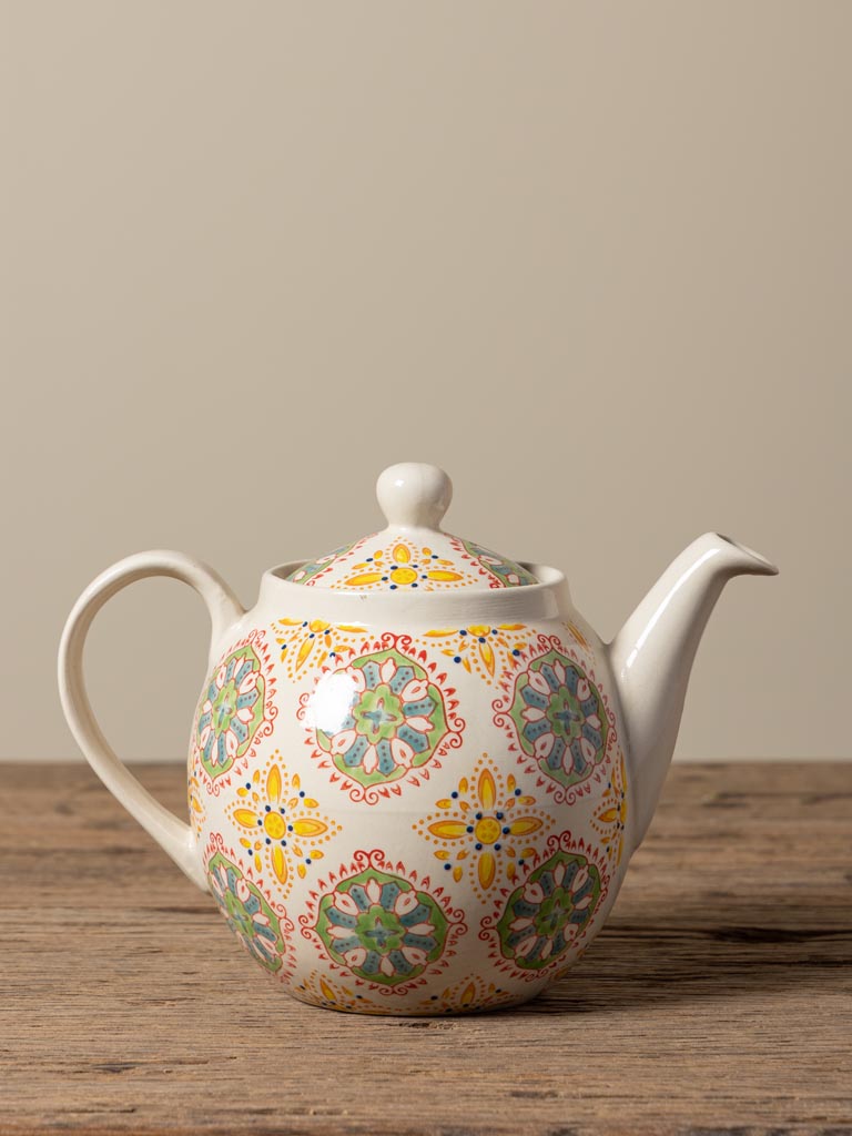 Teapot Bohemian yellow/ green - 1