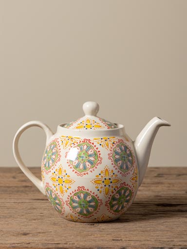 Teapot Bohemian yellow/ green