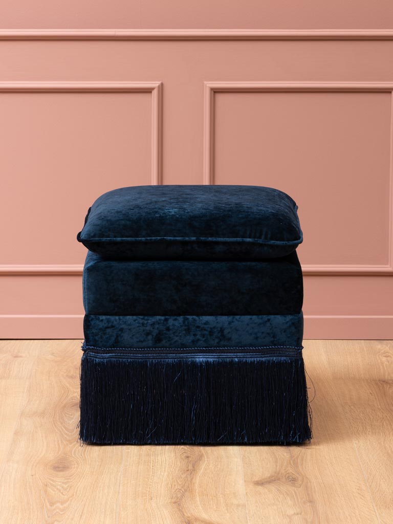 Night blue footstool with fringes Costanza - 3