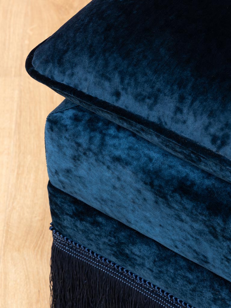 Night blue footstool with fringes Costanza - 4