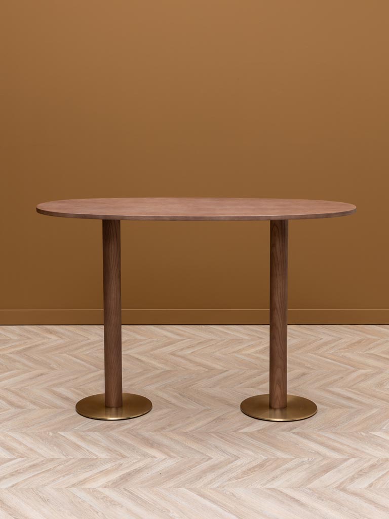 Table ovale haute pieds disque doré Barrio - 1