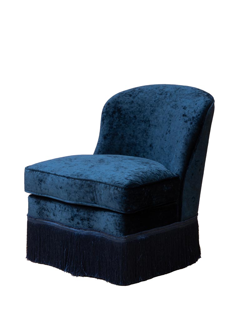 Night blue armchair with fringes Costanza - 2