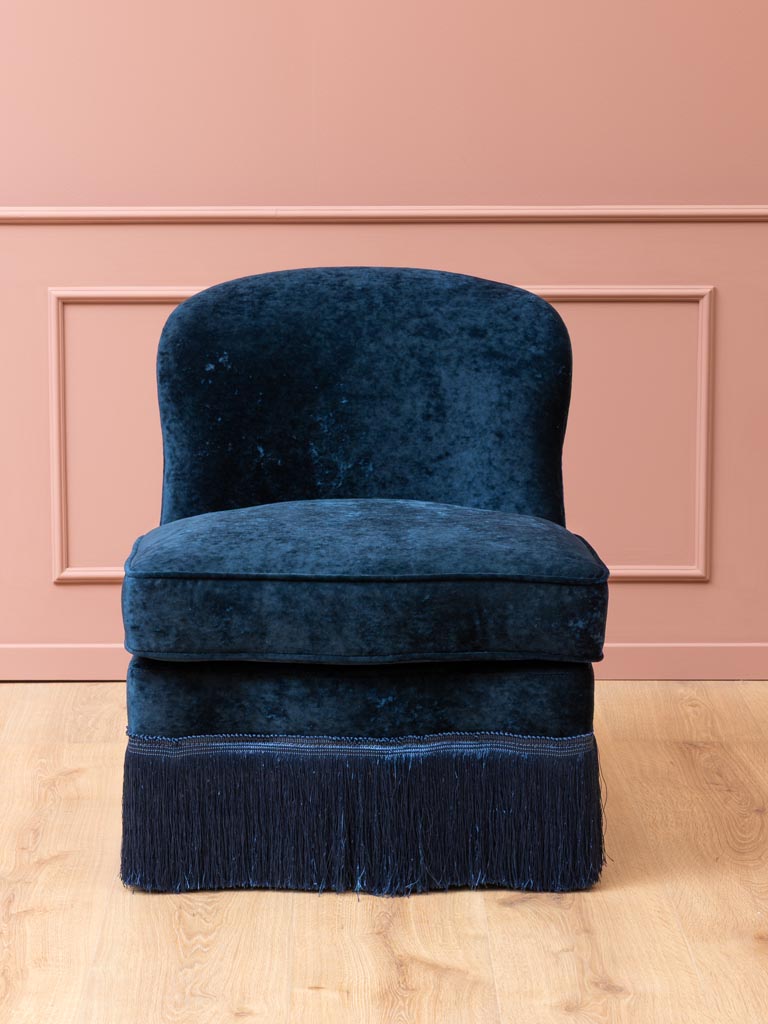 Night blue armchair with fringes Costanza - 3