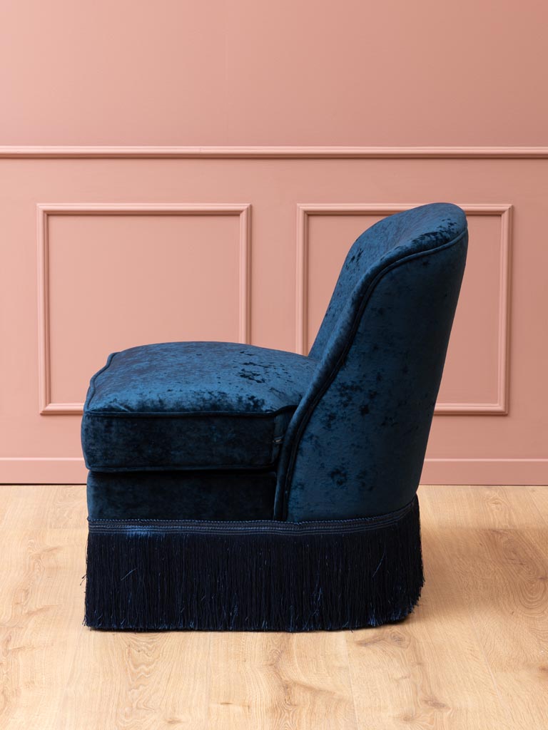 Night blue armchair with fringes Costanza - 5