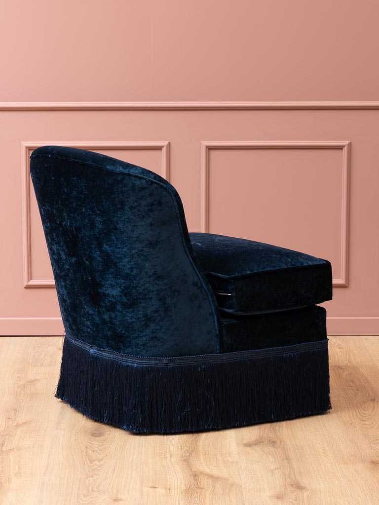 Night blue armchair with fringes Costanza - 4