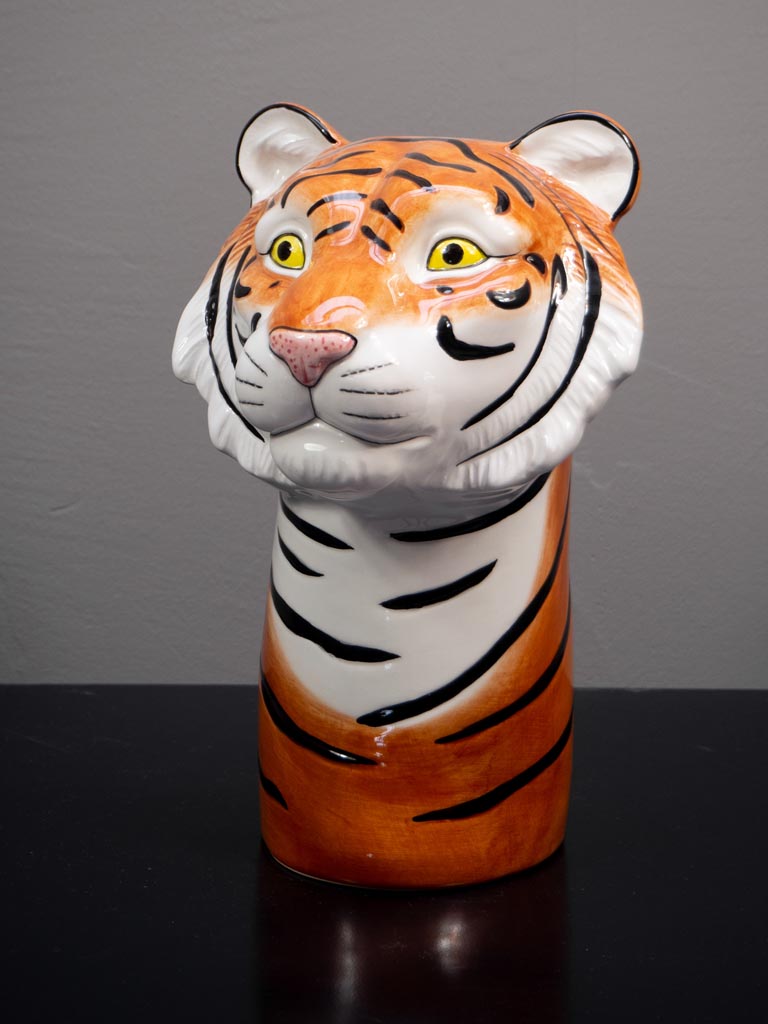 Tête de tigre céramique peinte à la main - 1