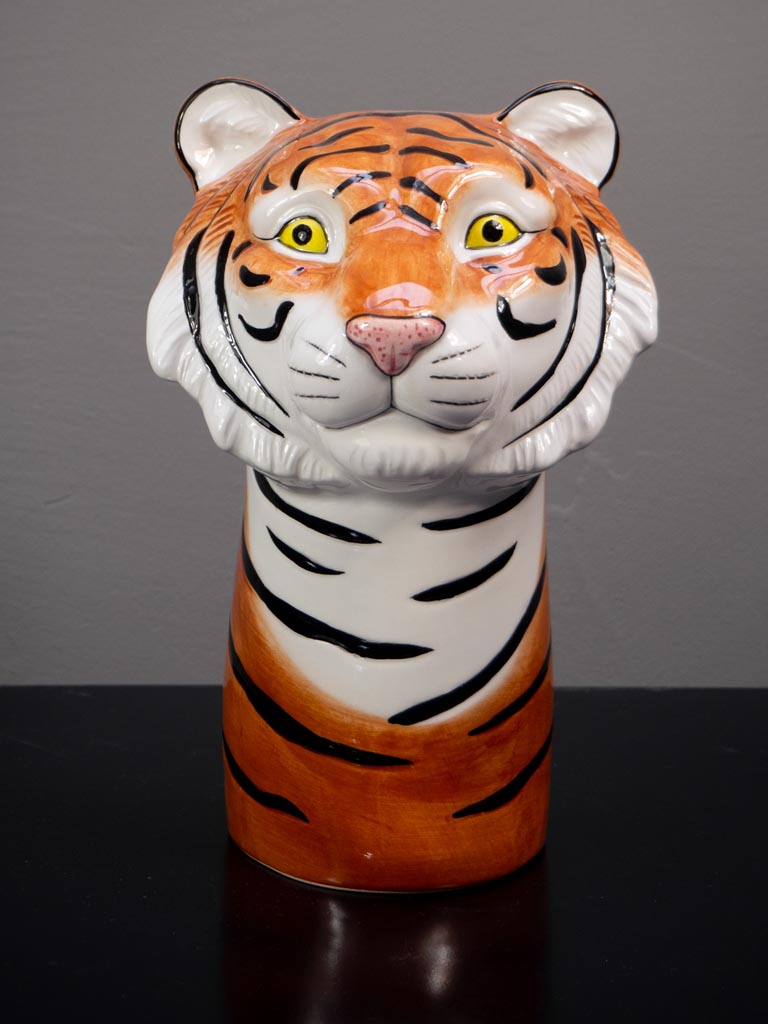 Tête de tigre céramique peinte à la main - 3