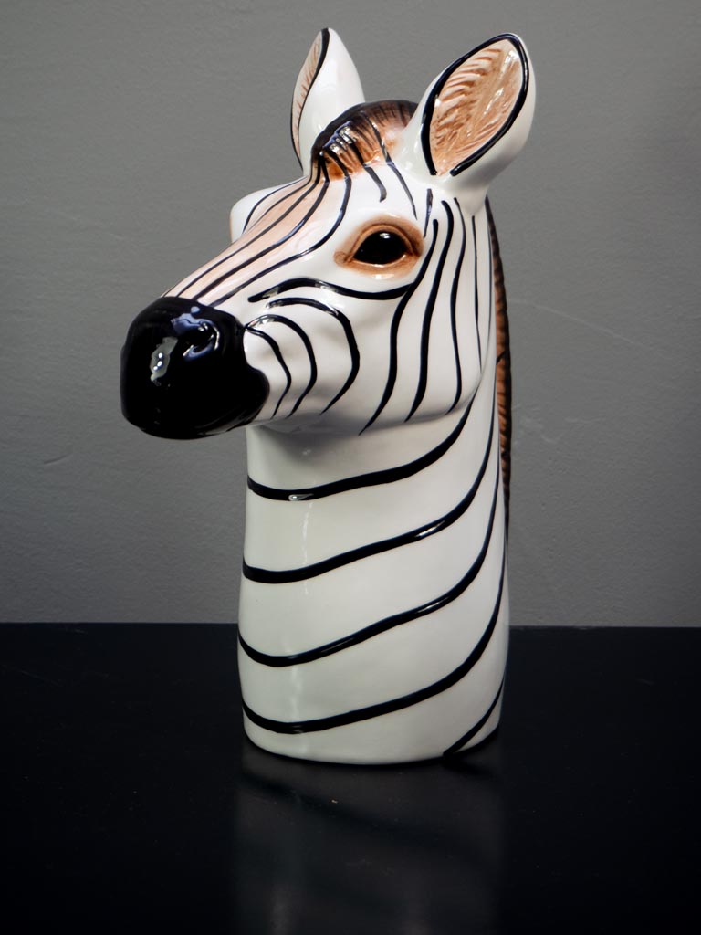 Handpainted zebra head in ceramic - 1