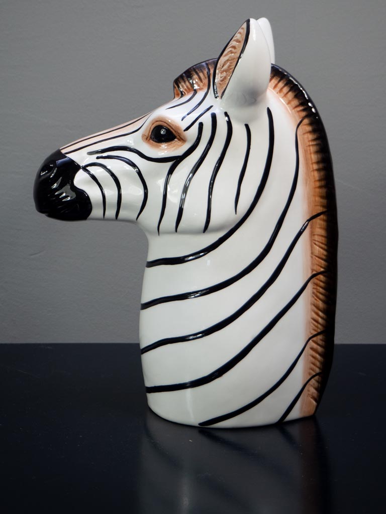 Handpainted zebra head in ceramic - 5