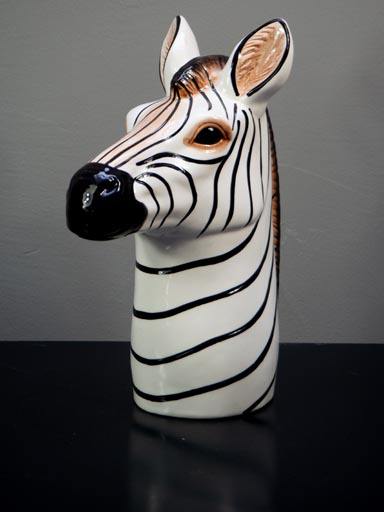Handpainted zebra head in ceramic