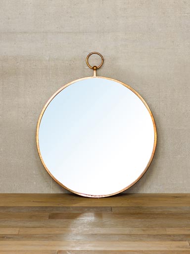Fob round mirror copper patina