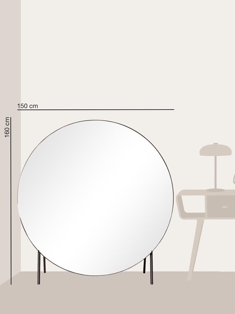 Miroir rond XXL et support Odio - 2
