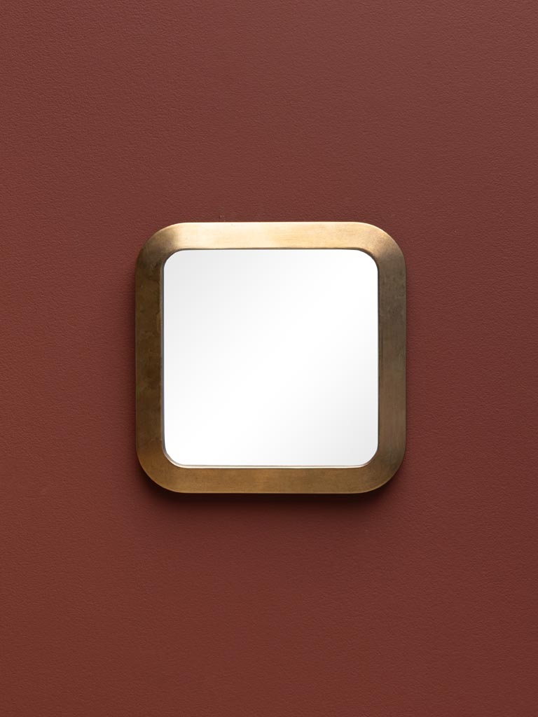 Miroir carré bord arrondis dorés - 1